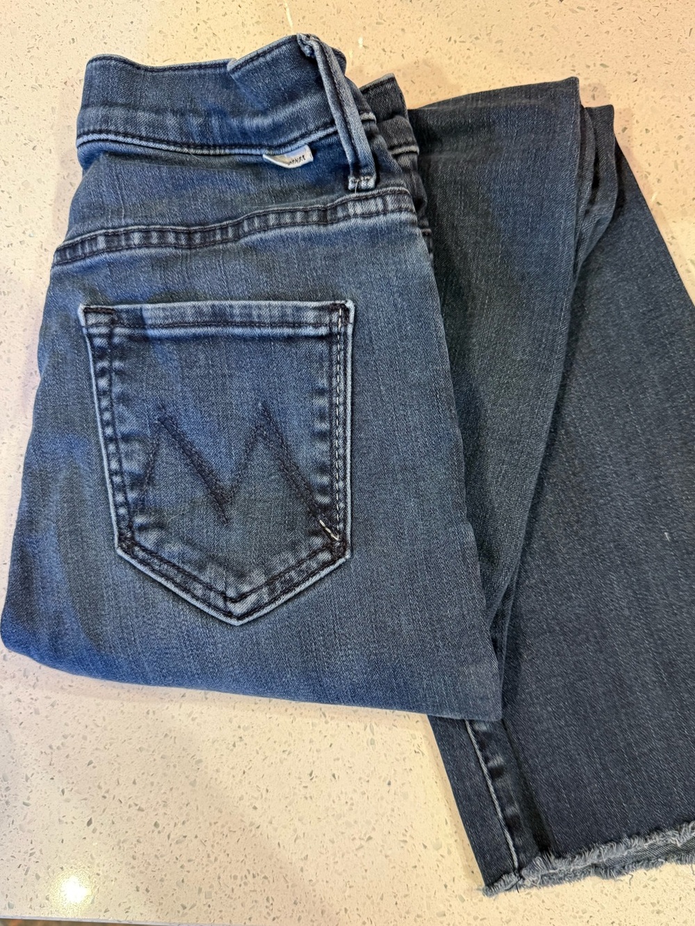 MOTHER Dark Blue Cropped Ankle Jeans